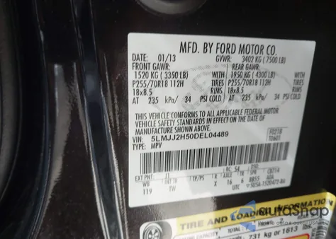 2013 Lincoln Navigator from USA, damaged, VIN 5LMJJ2H50DEL04489